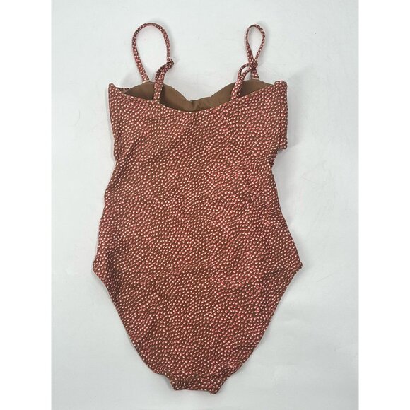 Aerie Brown Polka Dot Cut Out One Piece Bathing Suit Sz Large Long - Picture 4 of 4